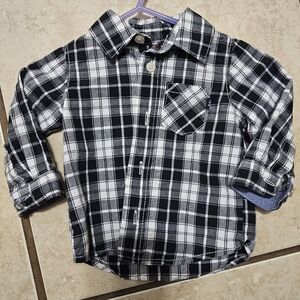 Plaid Black and White Baby button Up Long Sleeve